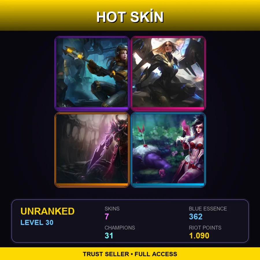 EUW | Lv30 | Unranked | 7 Skin | 31 Champ — LoL account