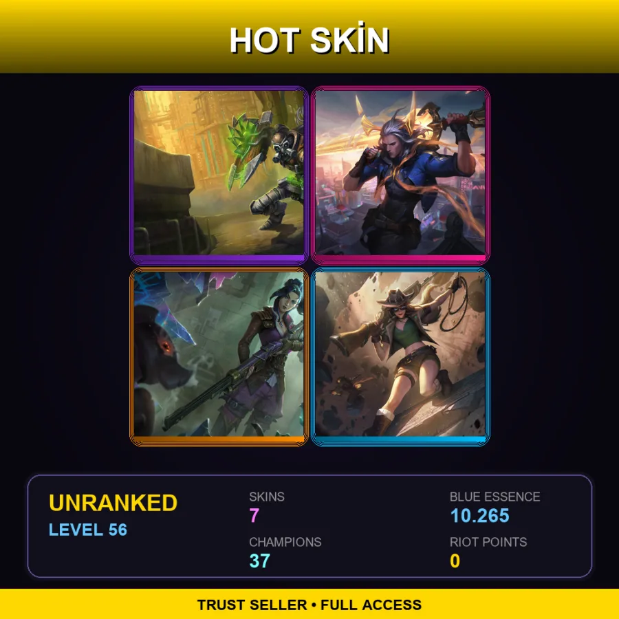 EUNE | Lv56 | Unranked | 7 Skin | 37 Champ — LoL account