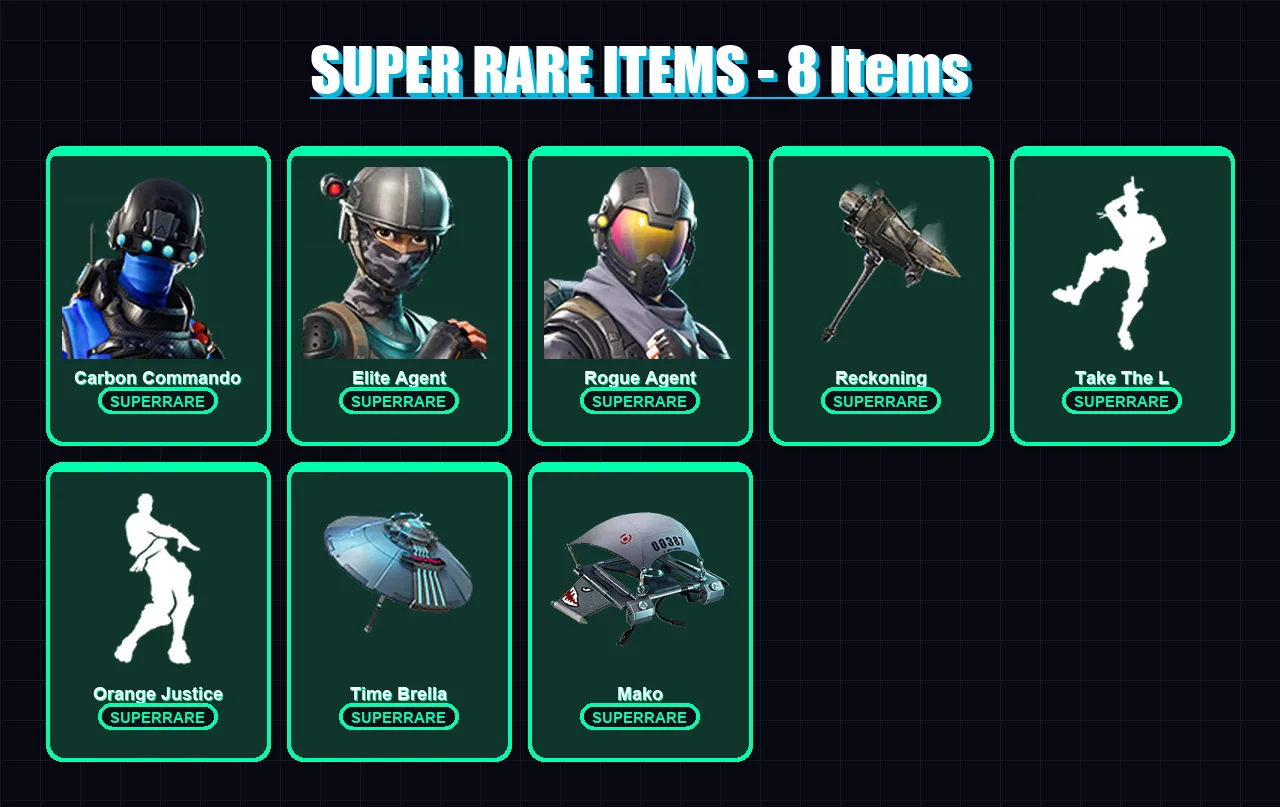 [PC/PSN] | Carbon Commando | Elite Agent | Rogue Agent | Omega | Gear Specialist Maya | 47 skin | 52 pickaxe | 55 emote | 69 glider | Lv1233