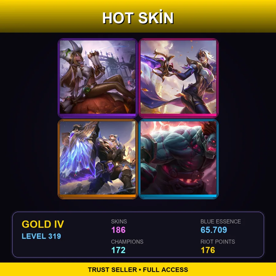 BR | Lv319 | Gold IV | 186 Skin | 172 Champ — LoL account