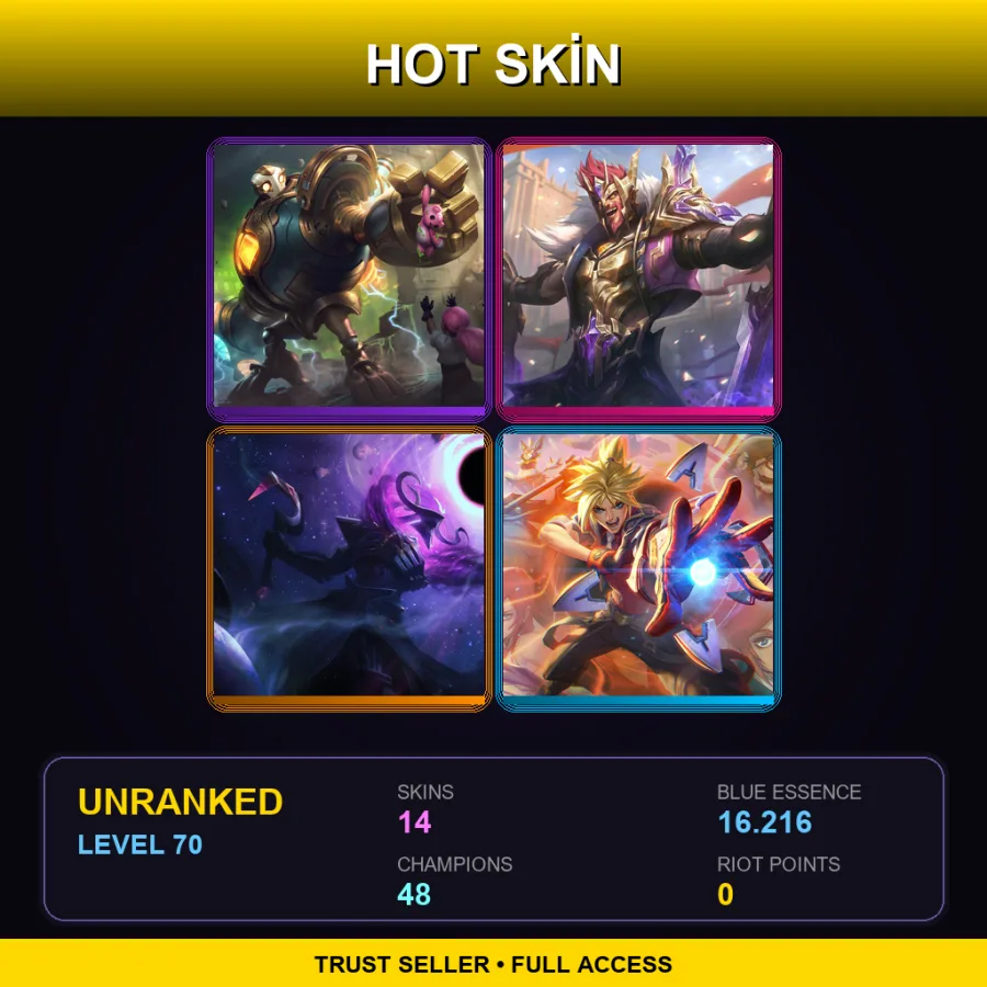 EUW | Lv70 | Unranked | 14 Skin | 48 Champ — Skt T1 Ryze