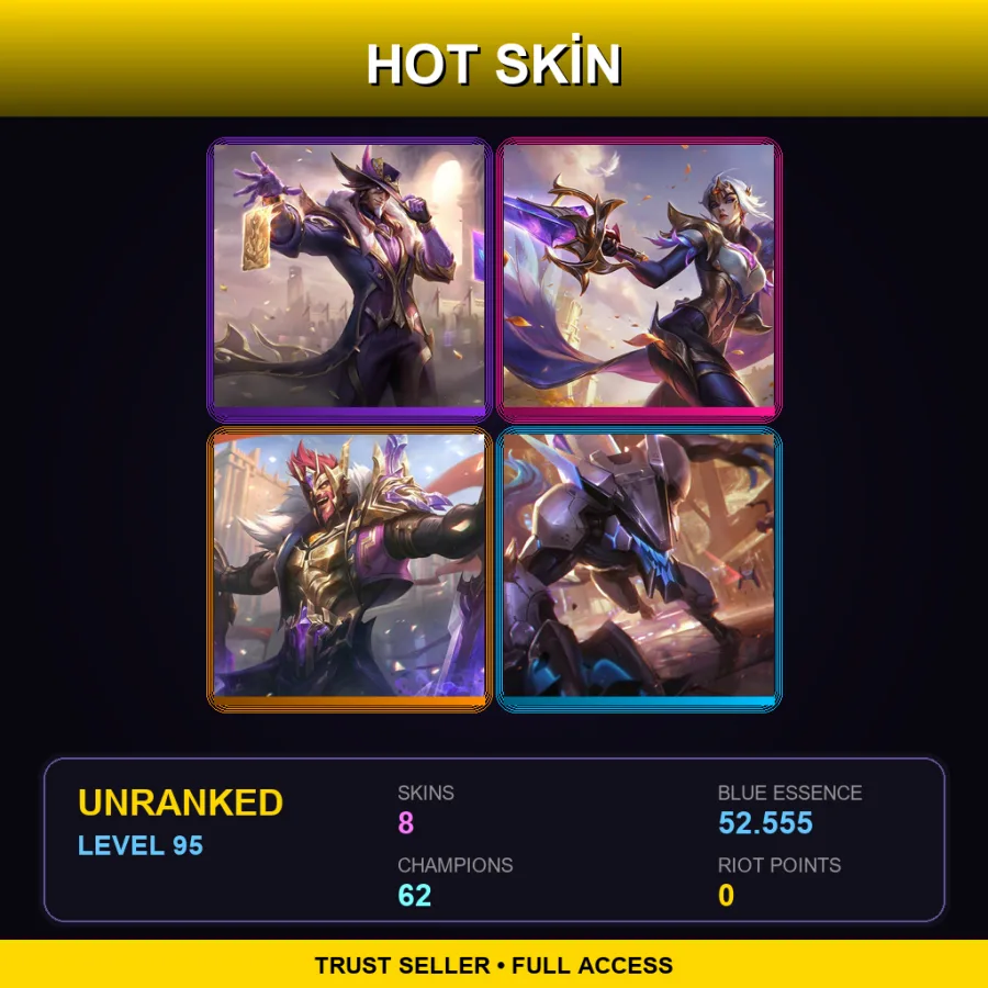 TR | Lv95 | Unranked | 8 Skin | 62 Champ