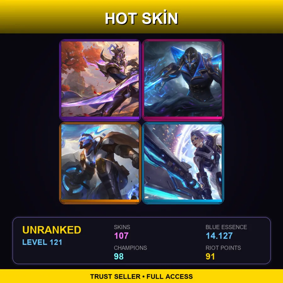 VN | Lv121 | Unranked | 107 Skin | 98 Champ — LoL account