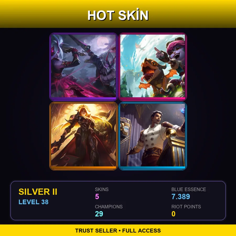 EUW | Lv38 | Silver II | 5 Skin | 29 Champ — Silver League of Legends