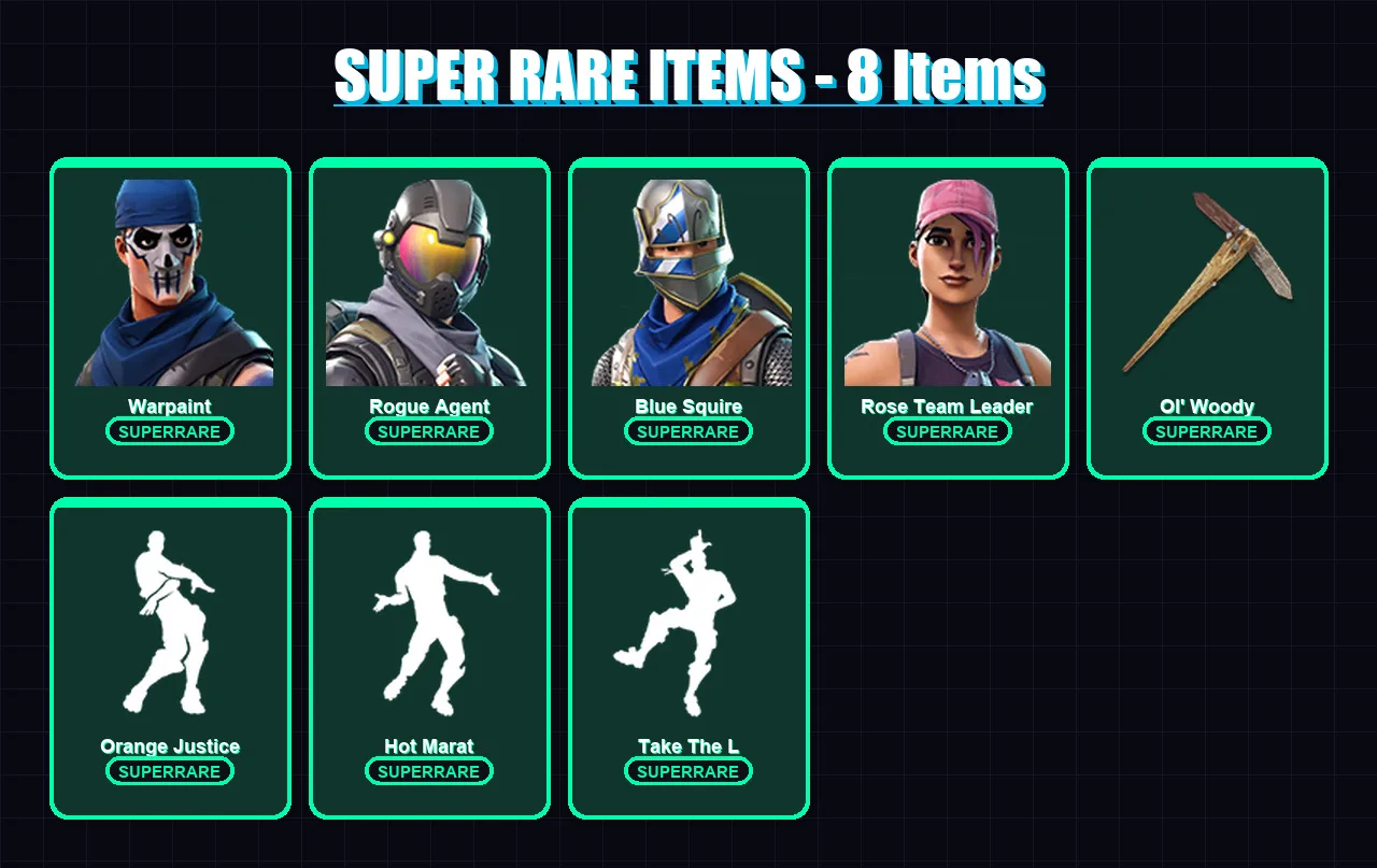 [PC/PSN] | Warpaint | Rogue Agent | Blue Squire | Rose Team Leader | Drift | 32 skin | 38 pickaxe | 30 emote | 31 glider | Lv267