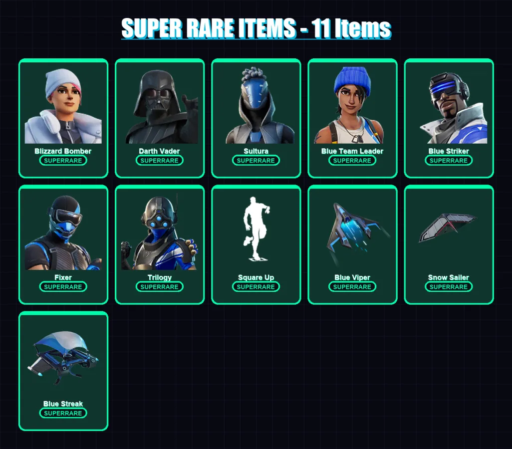 [PS4/PS5/PC] | Blizzard Bomber | Darth Vader | Sultura | Blue Team Leader | Blue Striker | 92 skin | 101 pickaxe | 67 emote | 88 glider | Lv1156