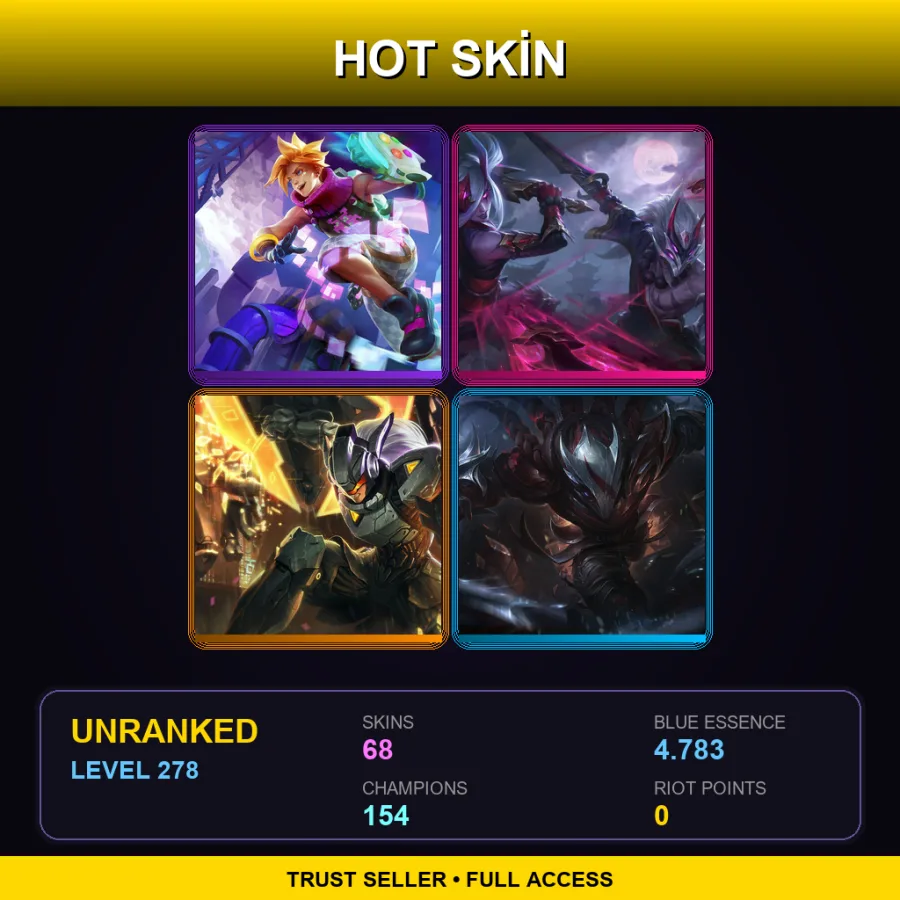LAN | Lv278 | Unranked | 68 Skin | 154 Champ