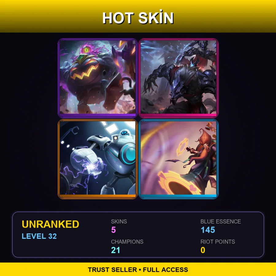 EUW | Lv32 | Unranked | 5 Skin | 21 Champ