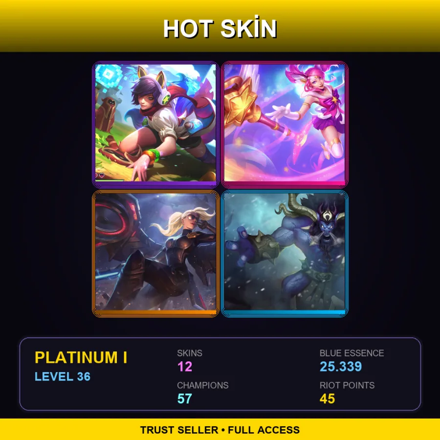 BR | Lv36 | Platinum I | 12 Skin | 57 Champ — LoL account