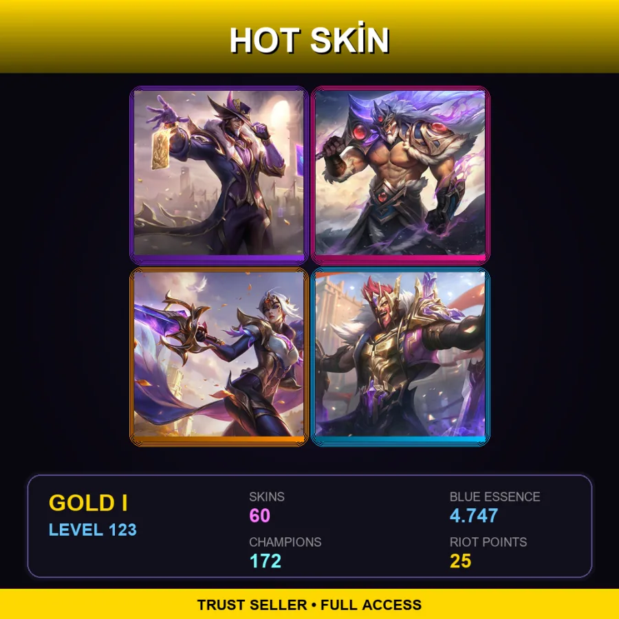 EUW | Lv123 | Gold I | 60 Skin | 172 Champ