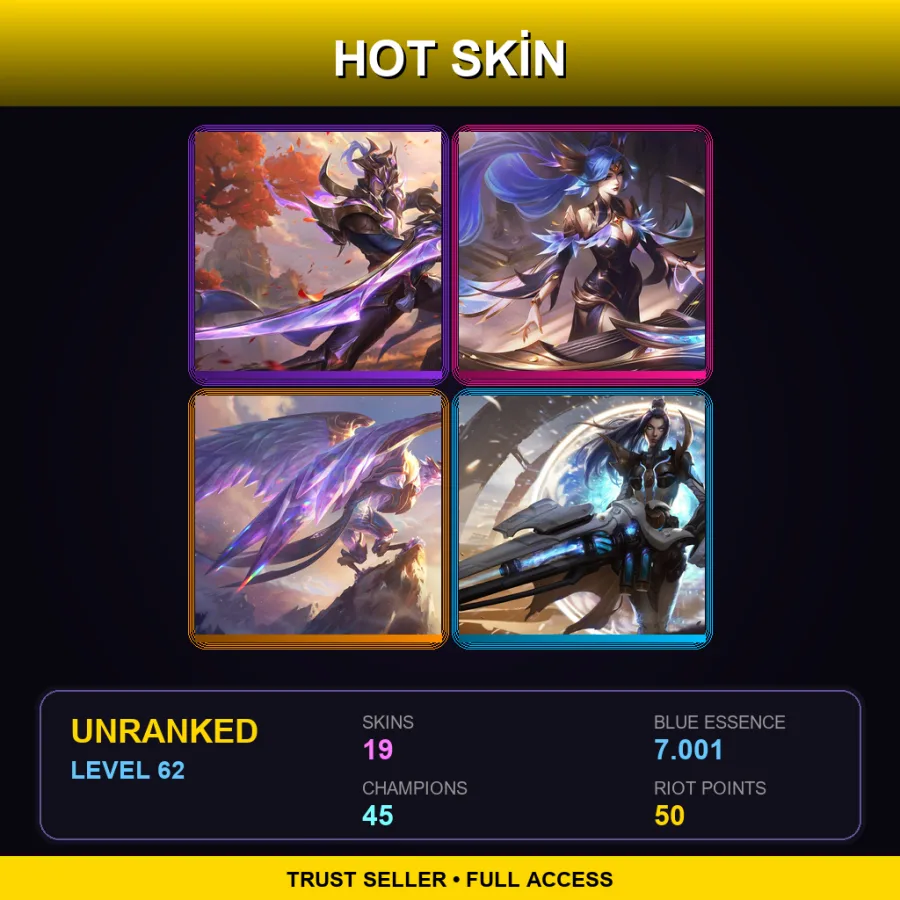 TR | Lv62 | Unranked | 19 Skin | 45 Champ