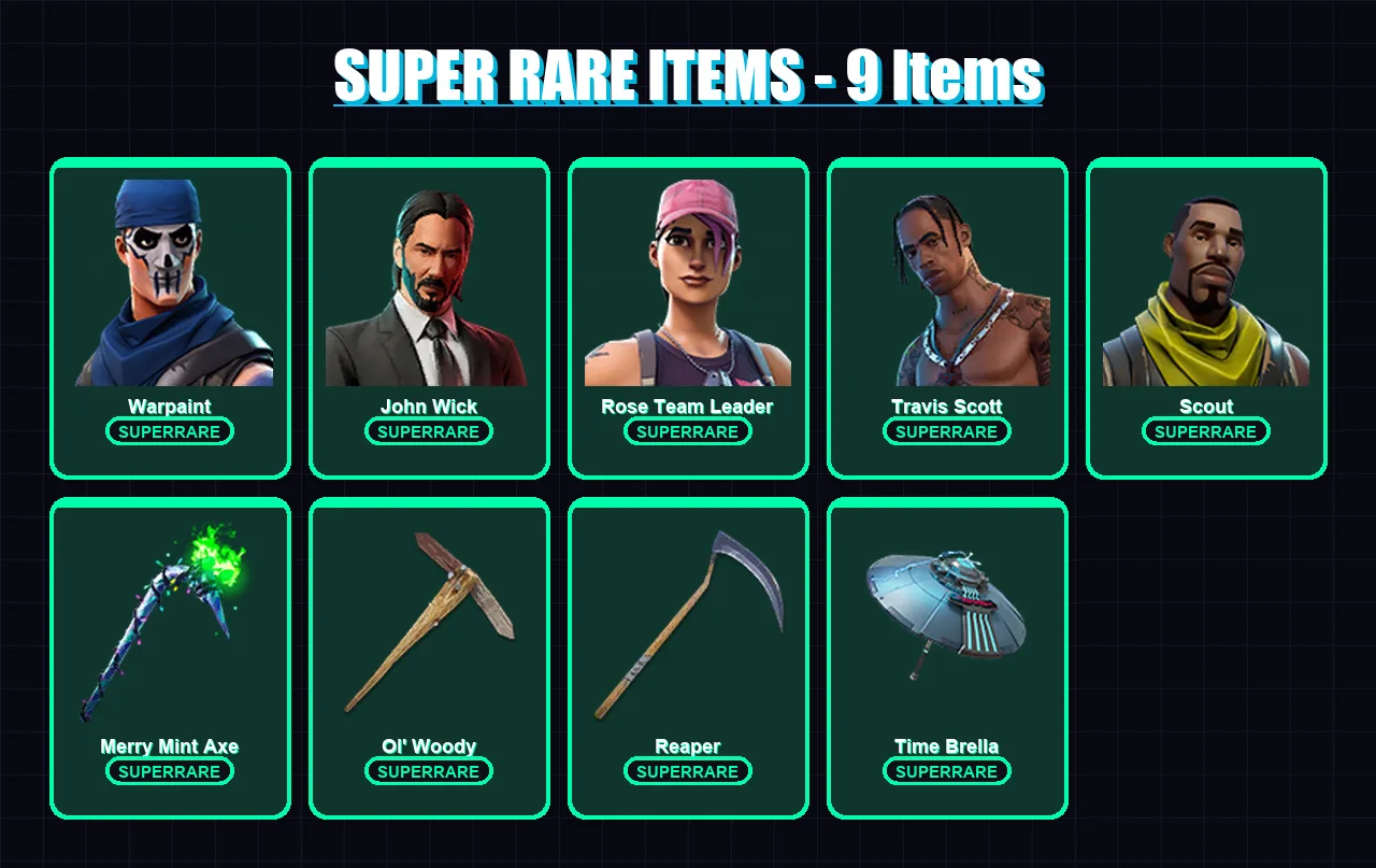[PC/XBOX/PSN] | Warpaint | John Wick | Rose Team Leader | Travis Scott | Scout | 201 skin | 163 pickaxe | 118 emote | 110 glider | Lv1811 — Fortnite account