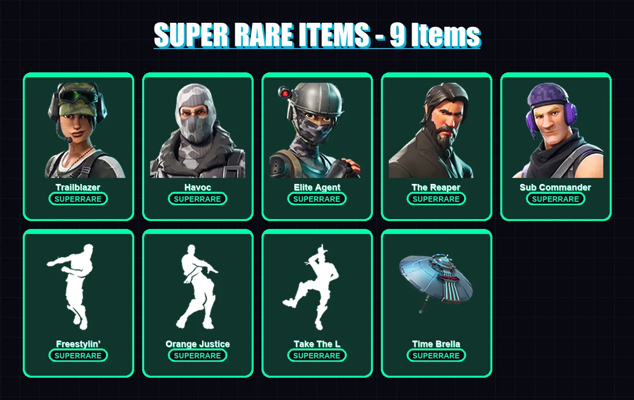 [PC/XBOX/PSN] | Trailblazer | Havoc | Elite Agent | The Reaper | Sub Commander | 19 skin | 12 pickaxe | 19 emote | 15 glider | Lv278