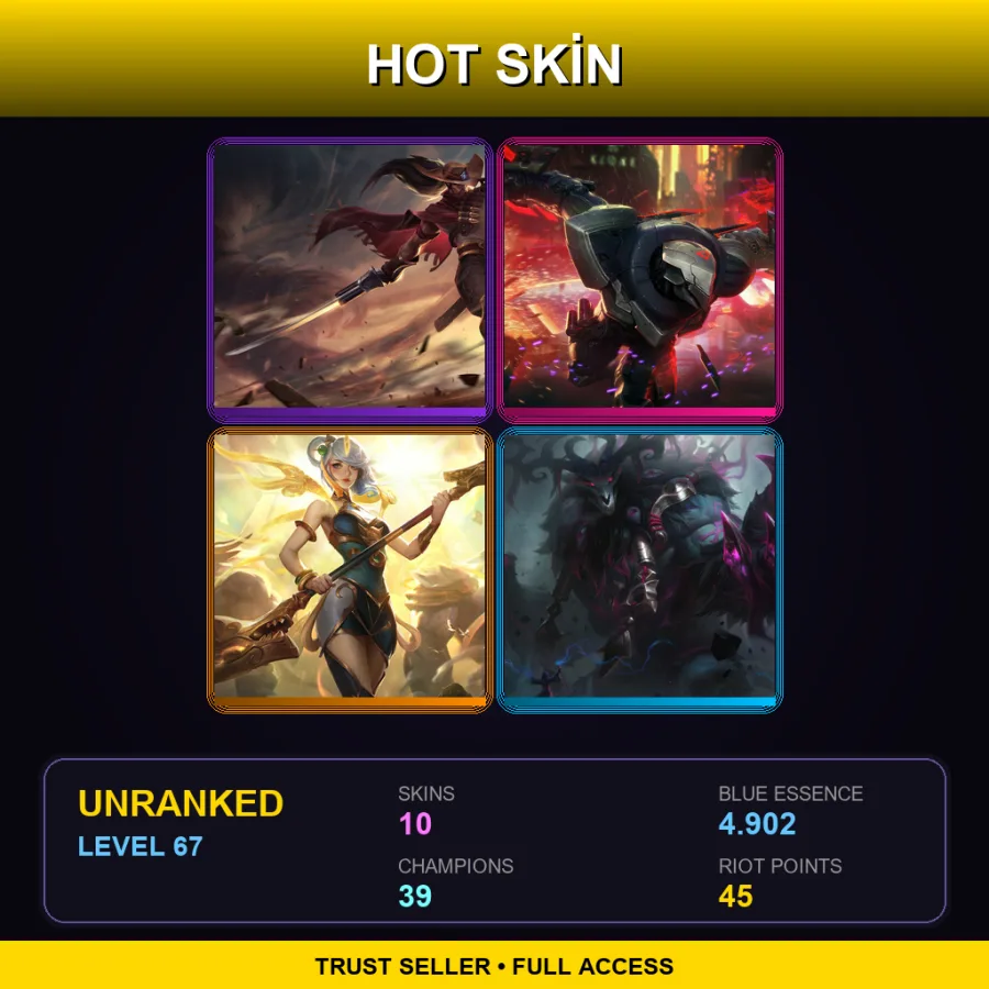 LAS | Lv67 | Unranked | 10 Skin | 39 Champ — LoL account