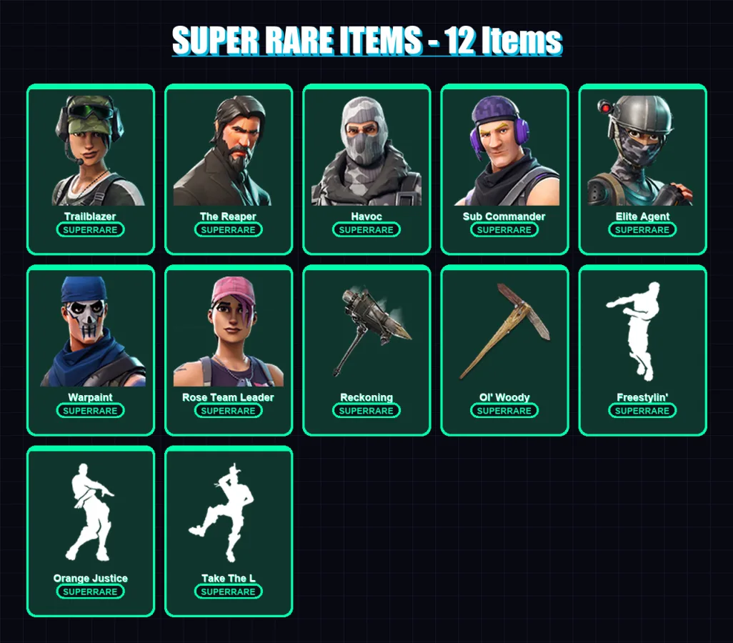 [PS4/PS5/XBOX/PC] | Trailblazer | The Reaper | Havoc | Sub Commander | Elite Agent | 47 skin | 28 pickaxe | 29 emote | 33 glider | Lv349