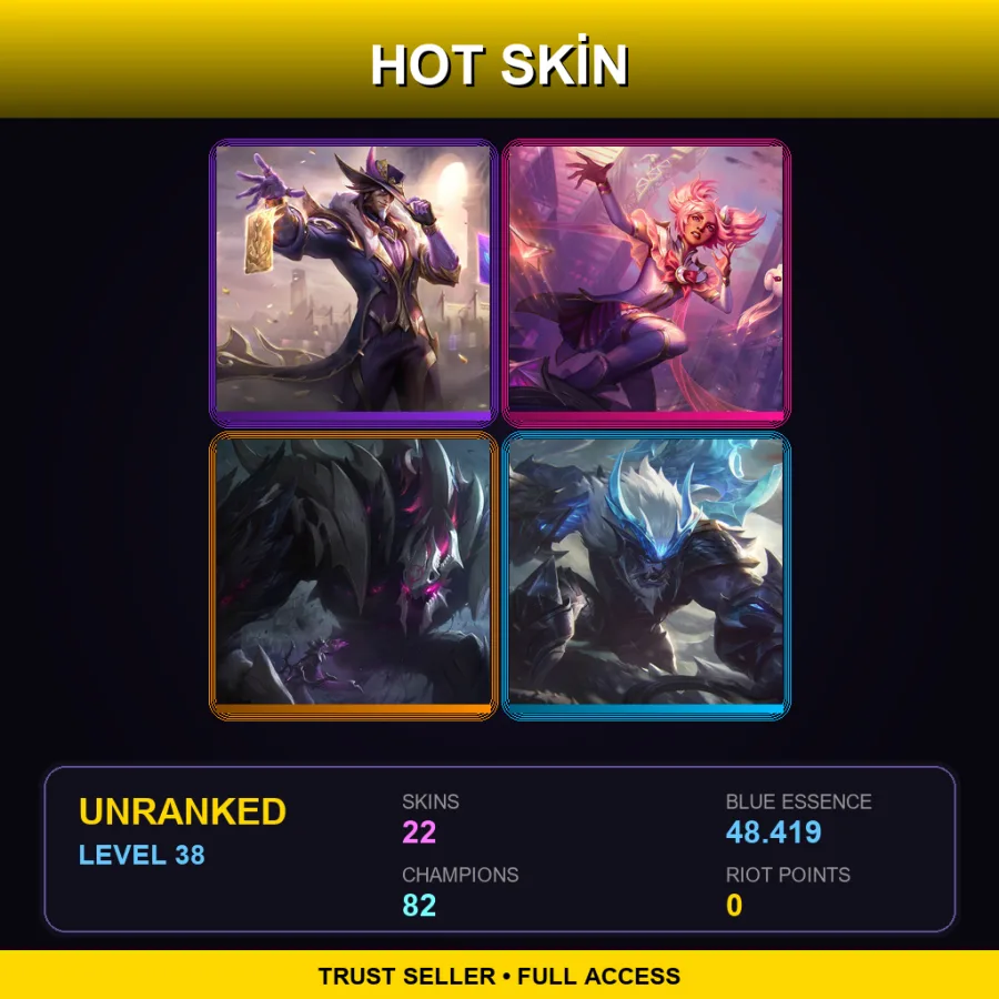VN | Lv38 | Unranked | 22 Skin | 82 Champ — LoL account