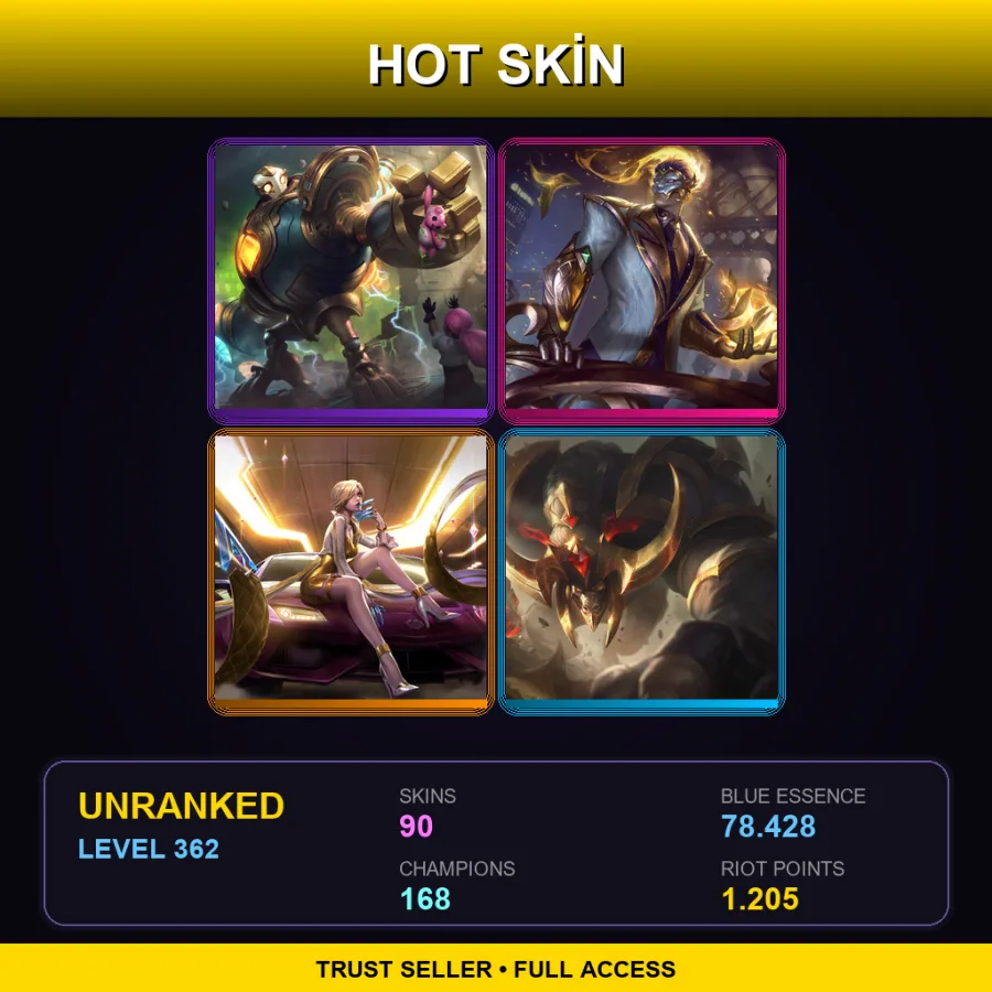 LAN | Lv362 | Unranked | 90 Skin | 168 Champ