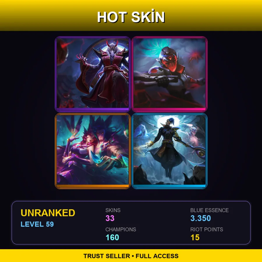 SG | Lv59 | Unranked | 33 Skin | 160 Champ — LoL account