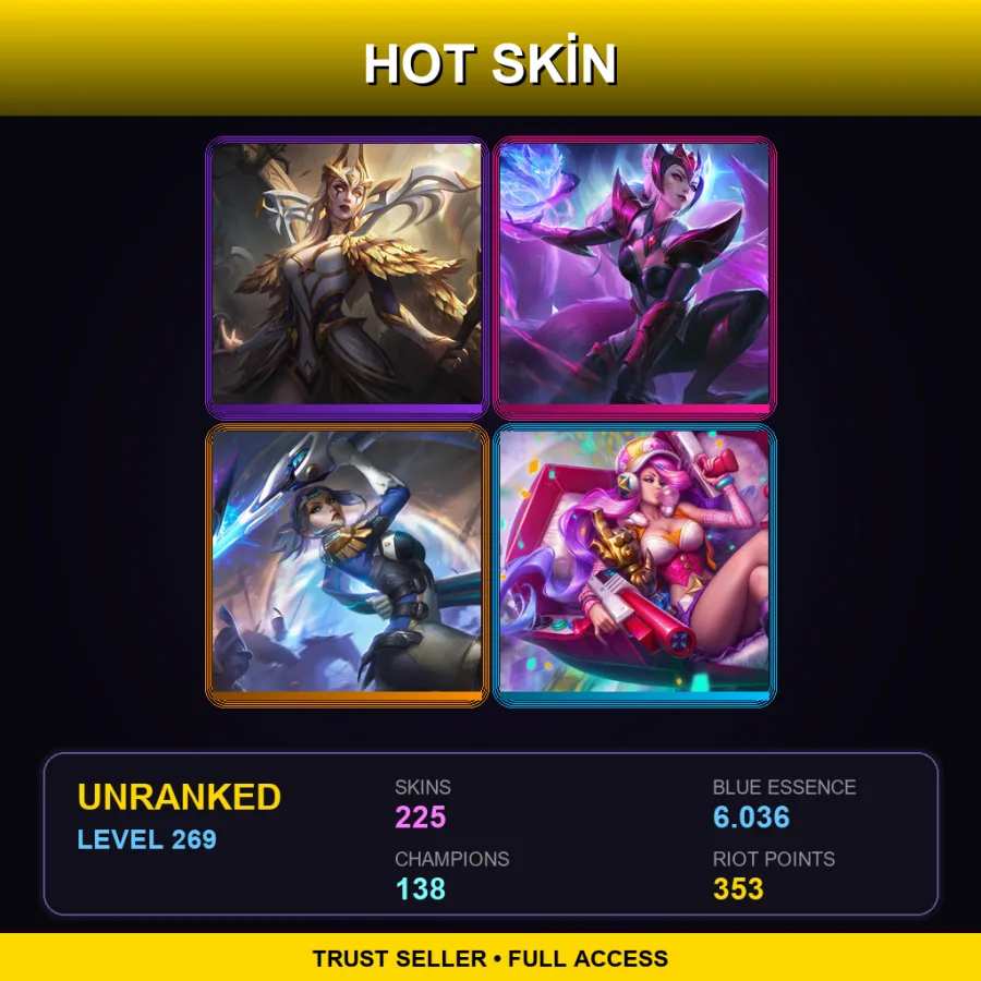 EUW | Lv269 | Unranked | 225 Skin | 138 Champ