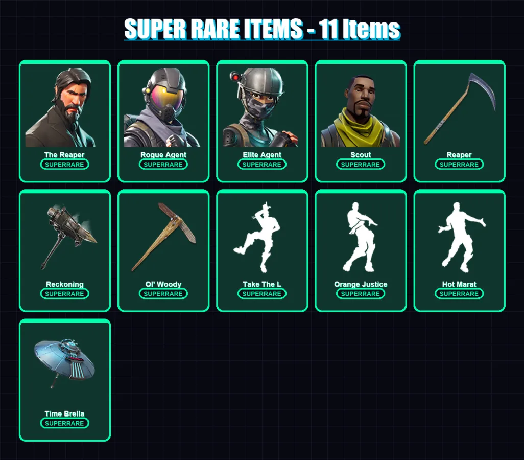 [PC/XBOX/PSN] | The Reaper | Omega | Rogue Agent | Elite Agent | Scout | 211 skin | 214 pickaxe | 199 emote | 186 glider | Lv3277