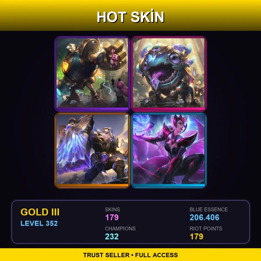 EUW | Lv352 | Gold III | 179 Skin | 232 Champ