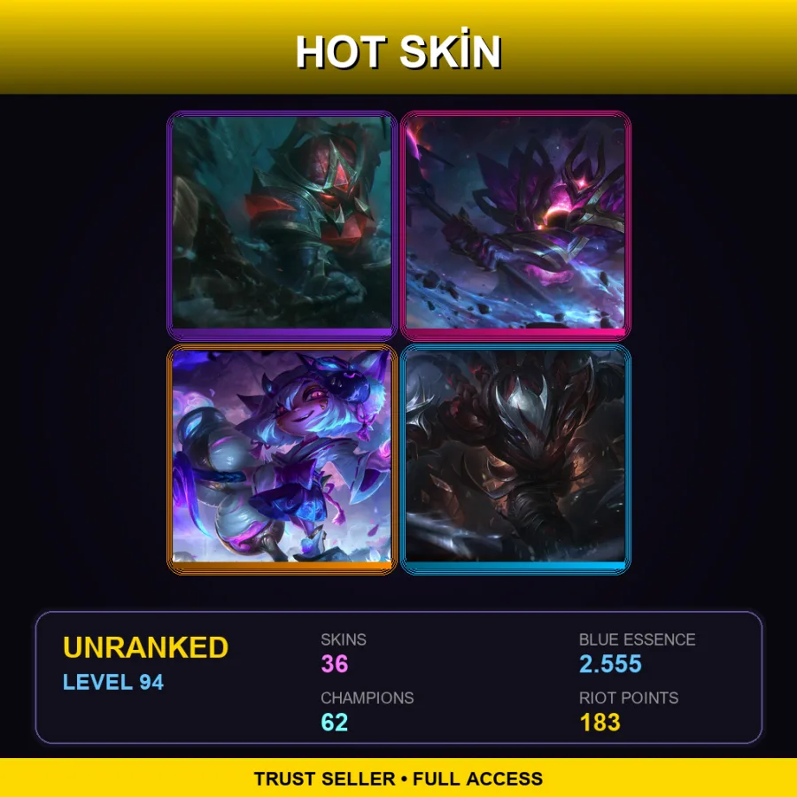 LAS | Lv94 | Unranked | 36 Skin | 62 Champ — Dragonslayer Diana