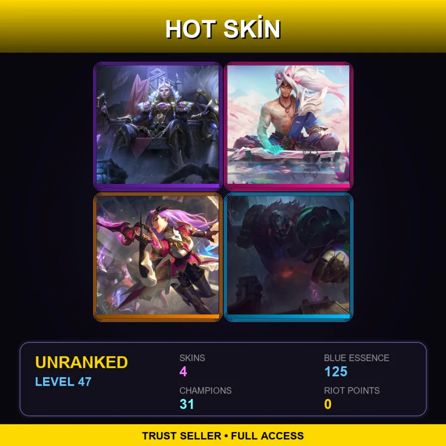 EUNE | Lv47 | Unranked | 4 Skin | 31 Champ — LoL account