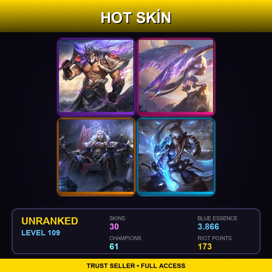 TR | Lv109 | Unranked | 30 Skin | 61 Champ