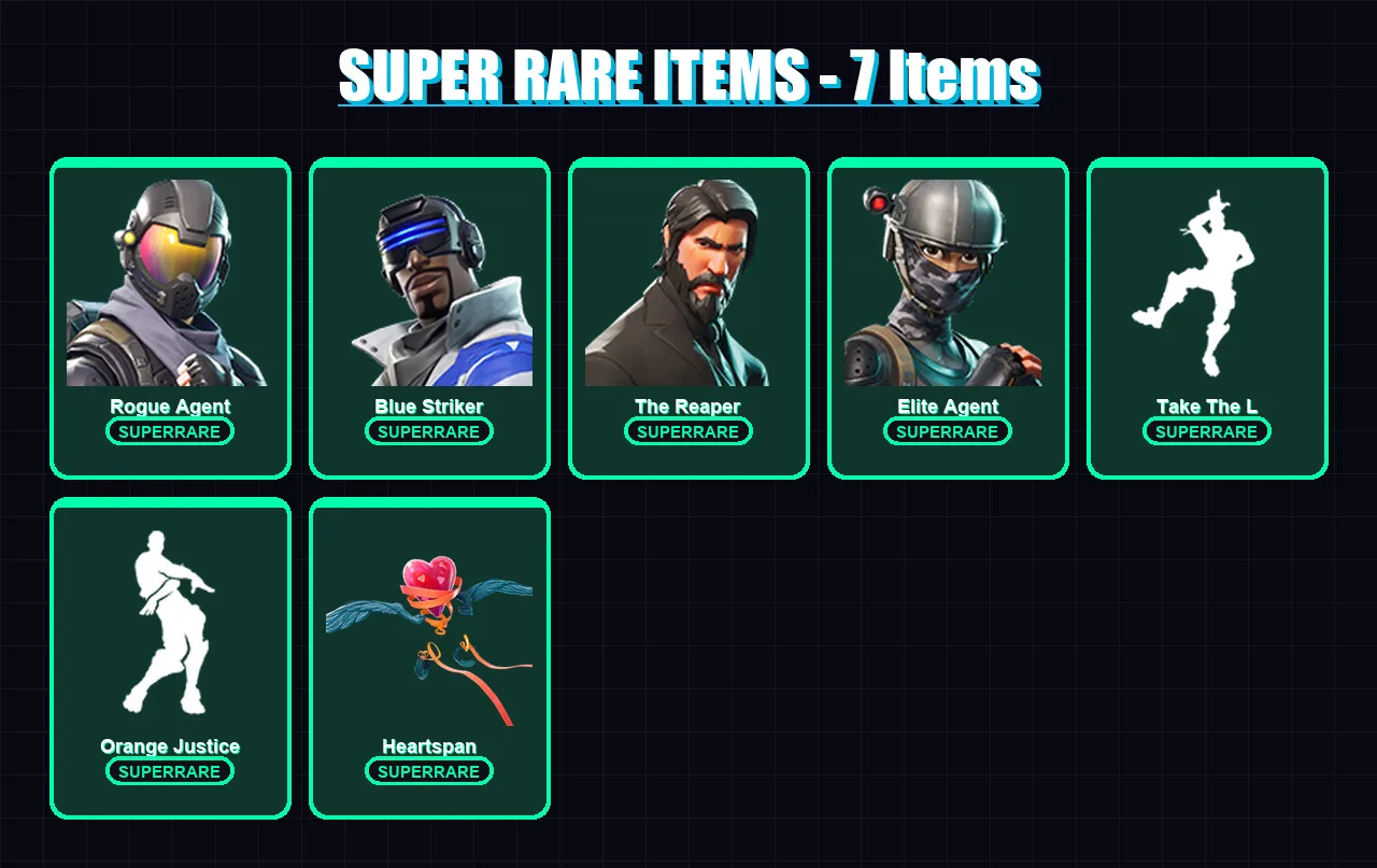 [PC/XBOX/PSN] | Rogue Agent | Blue Striker | The Reaper | Elite Agent | Drift | 34 skin | 22 pickaxe | 39 emote | 32 glider | Lv358