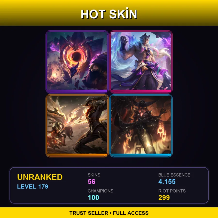 EUW | Lv179 | Unranked | 56 Skin | 100 Champ — Unranked / Smurf League of Legends