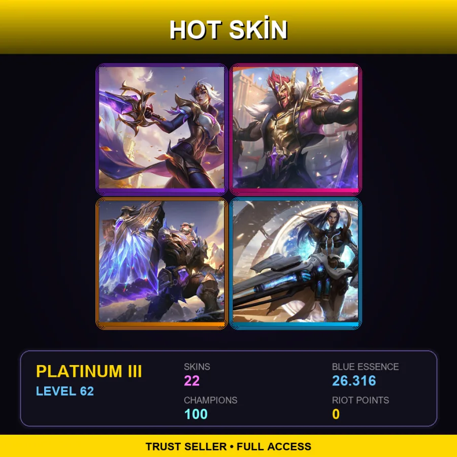 BR | Lv62 | Platinum III | 22 Skin | 100 Champ — LoL account