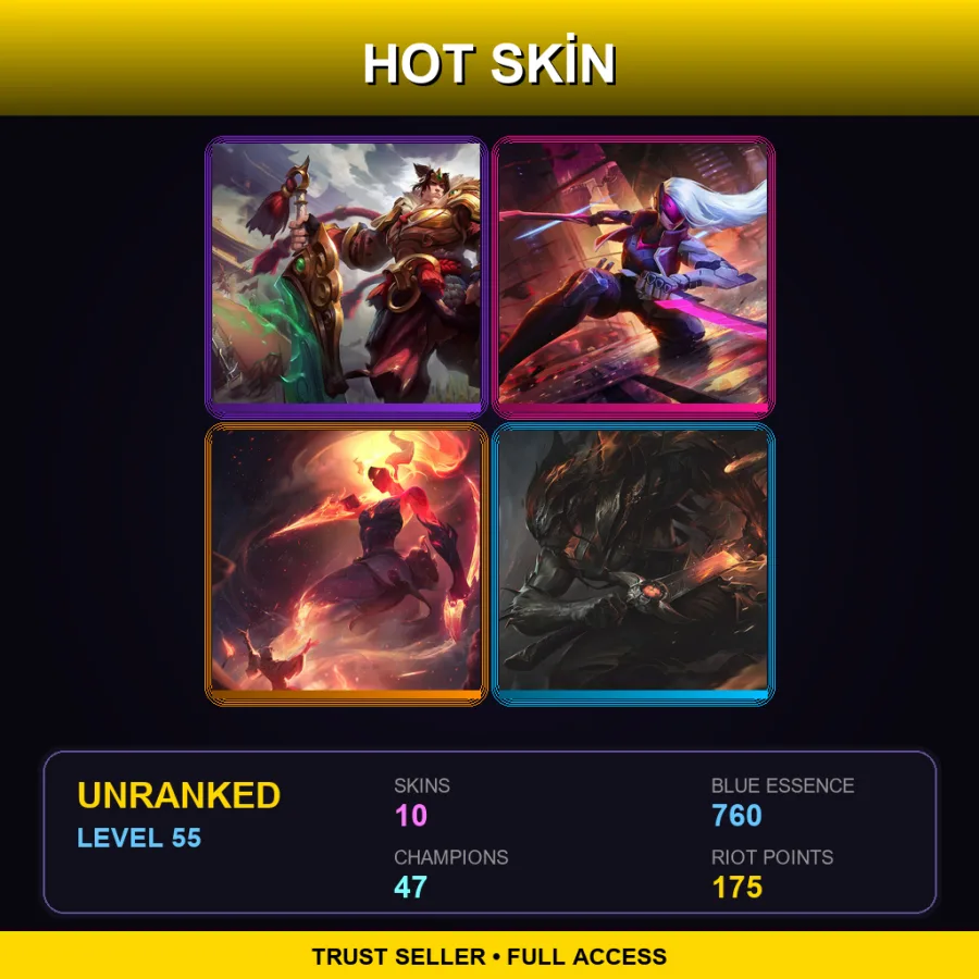 TR | Lv55 | Unranked | 10 Skin | 47 Champ