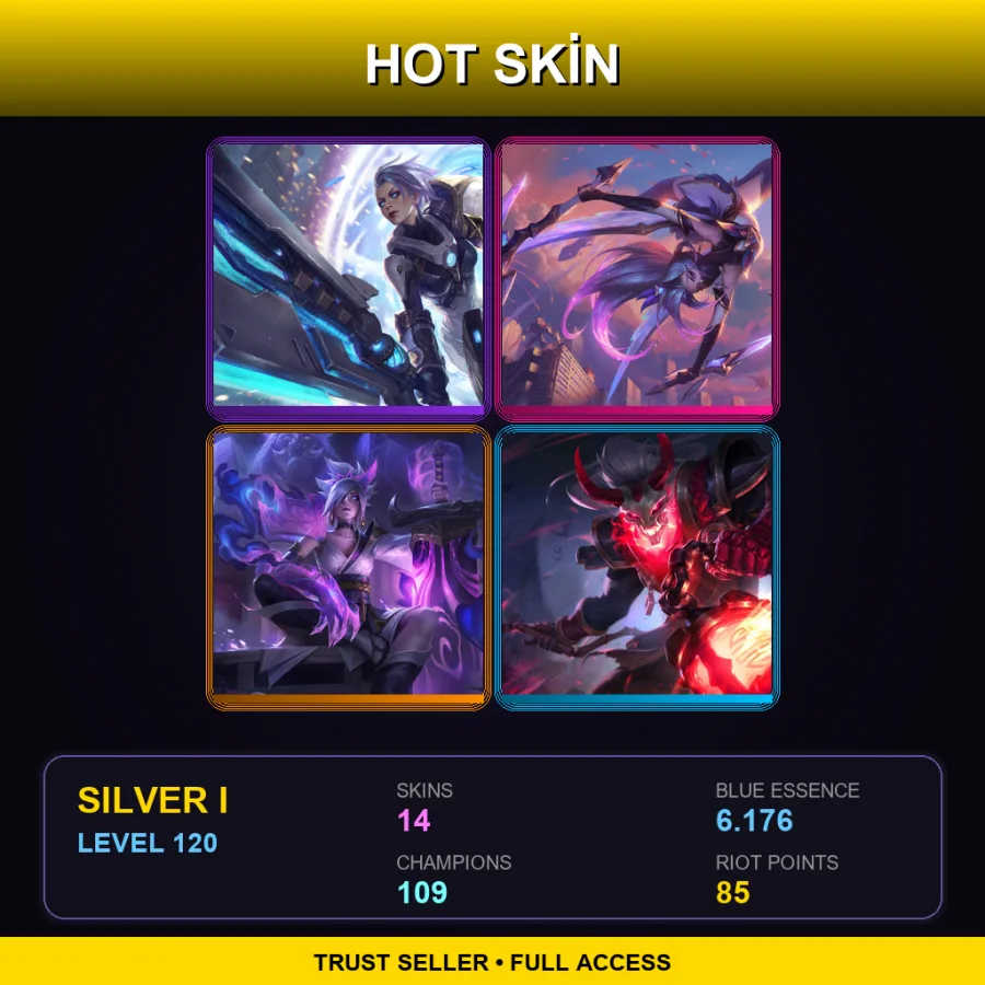 BR | Lv120 | Silver I | 14 Skin | 109 Champ — LoL account