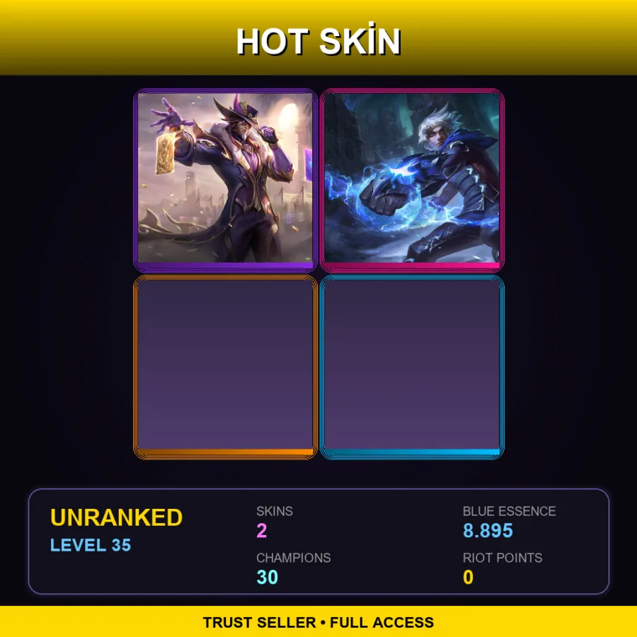 EUW | Lv35 | Unranked | 2 Skin | 30 Champ — LoL account
