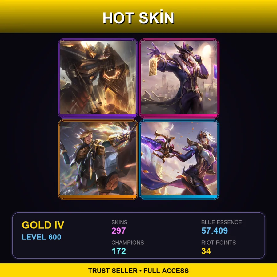 LAS | Lv600 | Gold IV | 297 Skin | 172 Champ