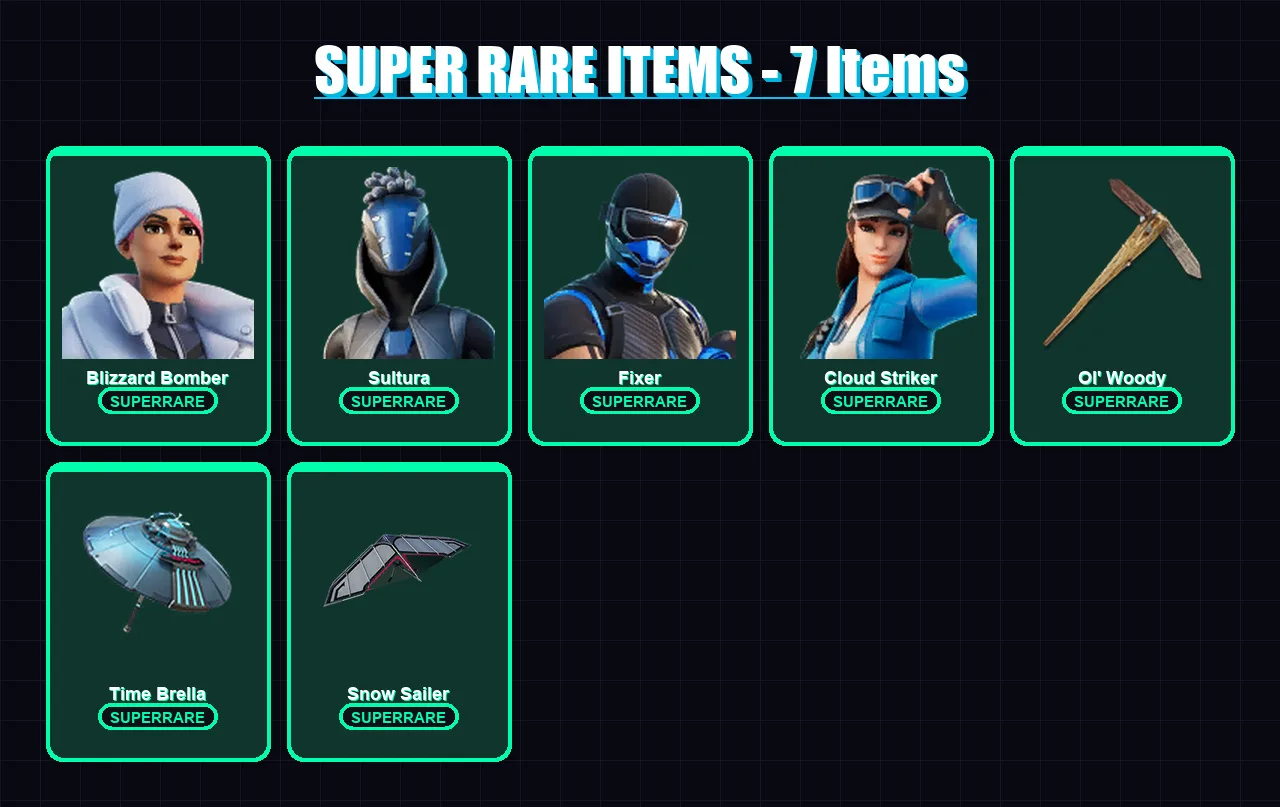 [PS4/PS5/XBOX/PC] | Blizzard Bomber | Sultura | Fixer | Cloud Striker | Menace | 131 skin | 200 pickaxe | 126 emote | 150 glider | Lv3401