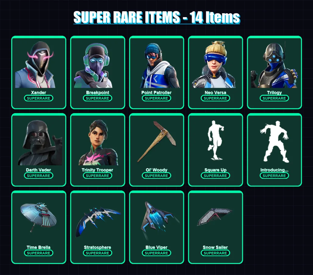 [PC/XBOX/PSN] | Xander | Breakpoint | Point Patroller | Neo Versa | Trilogy | 205 skin | 216 pickaxe | 119 emote | 147 glider | Lv2824