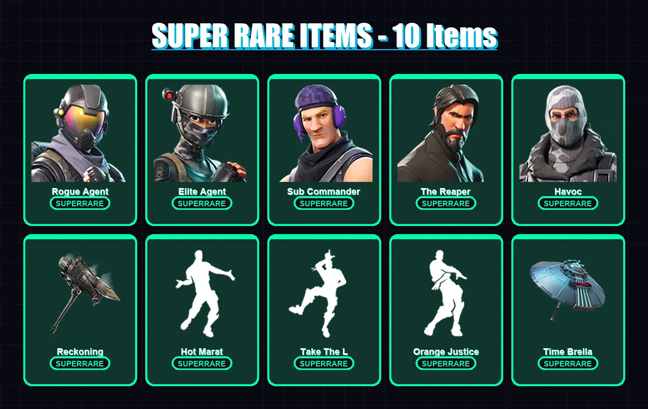 [PC/PSN] | Rogue Agent | Elite Agent | Sub Commander | The Reaper | Havoc | 59 skin | 53 pickaxe | 54 emote | 60 glider | Lv856