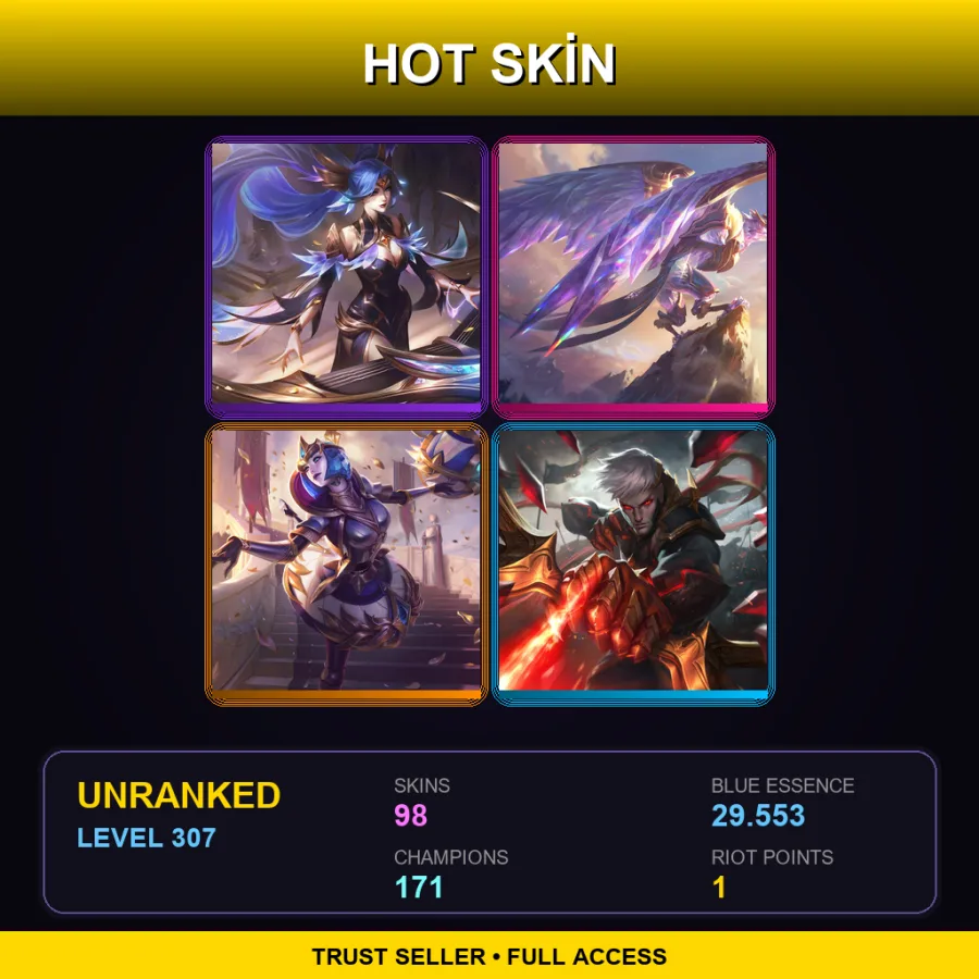 EUNE | Lv307 | Unranked | 98 Skin | 171 Champ — LoL account