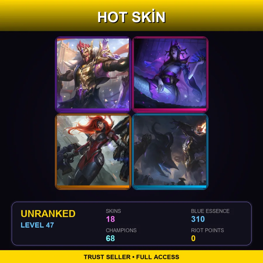TR | Lv47 | Unranked | 18 Skin | 68 Champ — LoL account