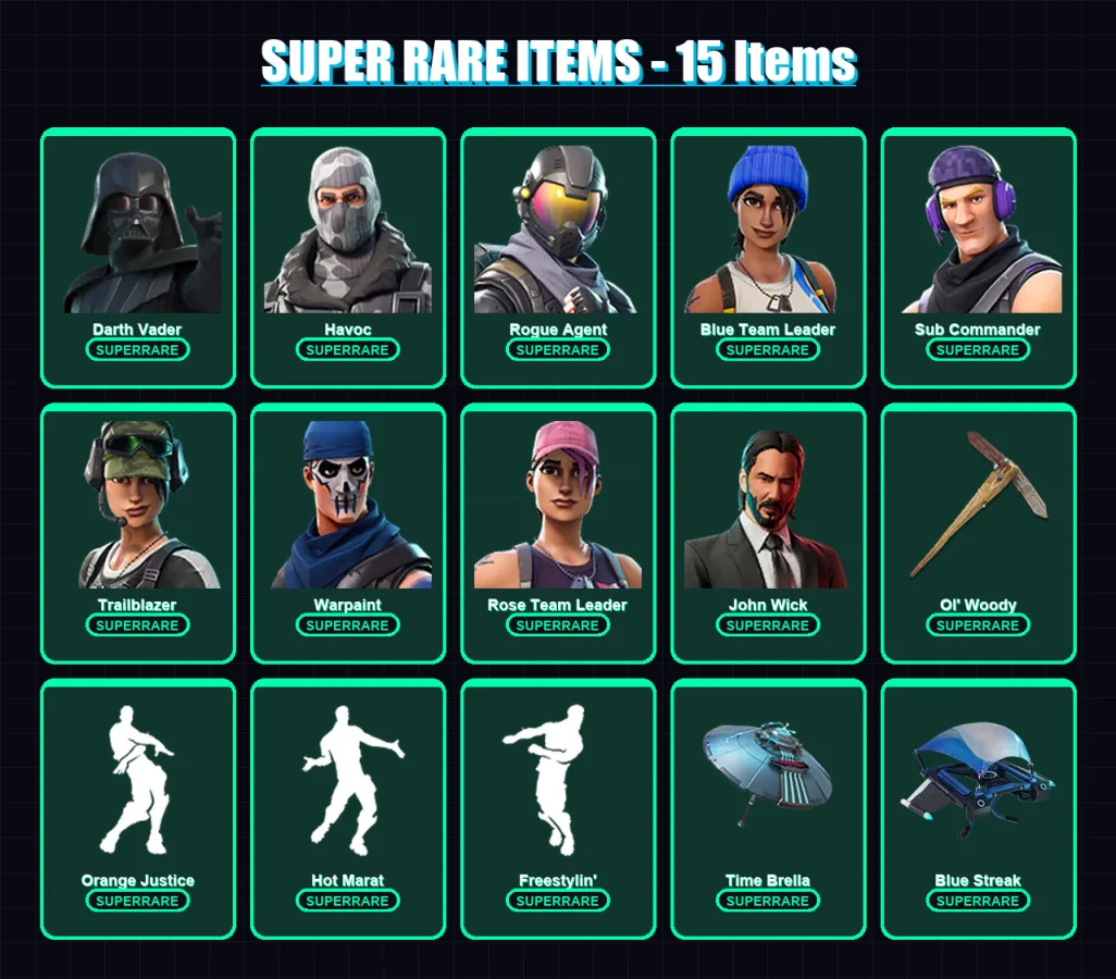 [PS4/PS5/XBOX/PC] | Darth Vader | Havoc | Rogue Agent | Blue Team Leader | Sub Commander | 71 skin | 59 pickaxe | 93 emote | 68 glider | Lv1113