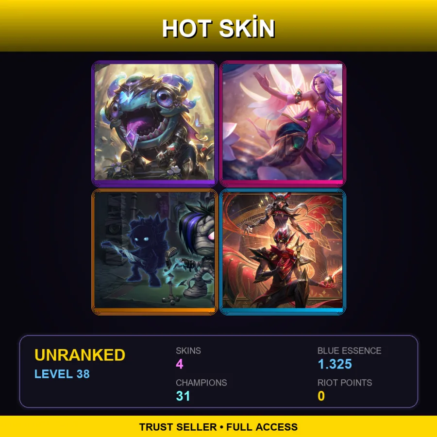NA | Lv38 | Unranked | 4 Skin | 31 Champ