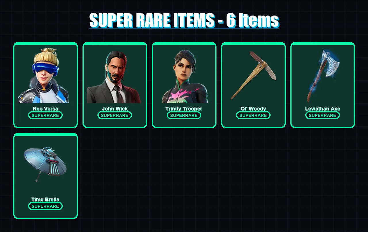 [PC/XBOX/PSN] | Neo Versa | John Wick | Trinity Trooper | Red Knight | Ronin | 136 skin | 152 pickaxe | 121 emote | 97 glider | Lv1853
