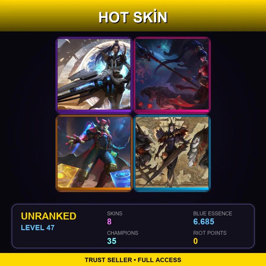NA | Lv47 | Unranked | 8 Skin | 35 Champ — LoL account