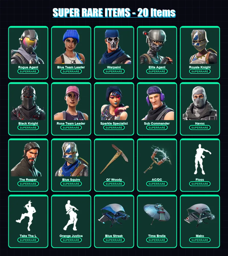 [PC/XBOX] | Rogue Agent | Blue Team Leader | Warpaint | Elite Agent | Royale Knight | 52 skin | 44 pickaxe | 61 emote | 57 glider | Lv706