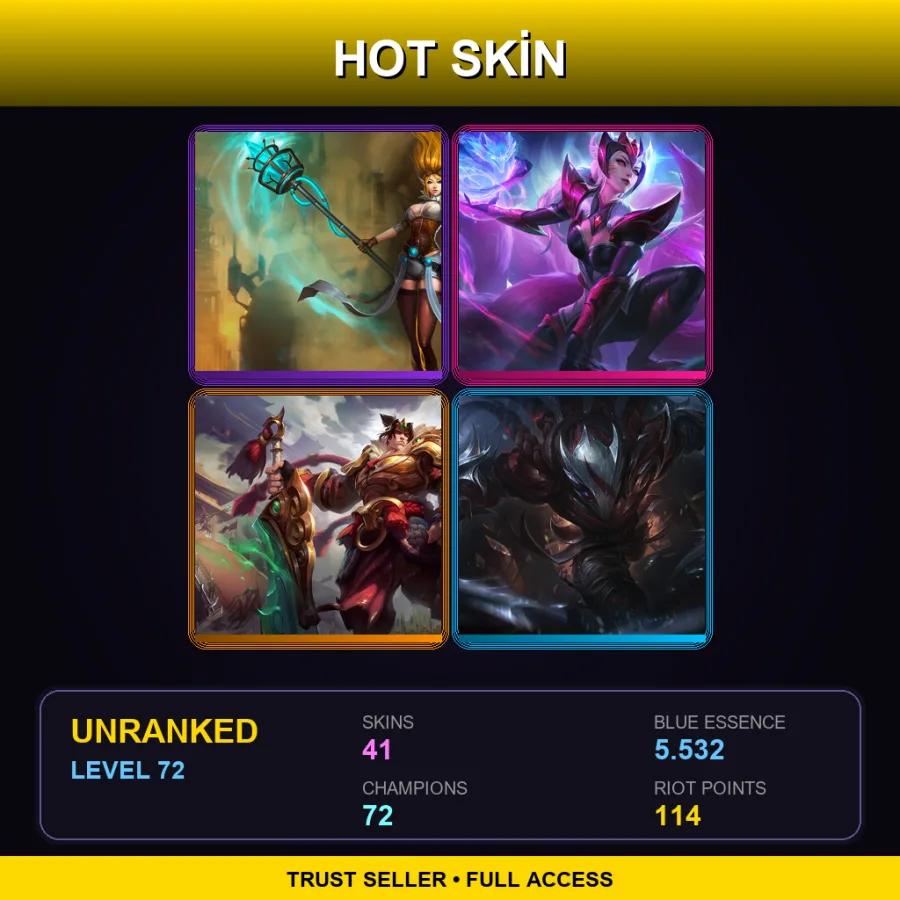 EUW | Lv72 | Unranked | 41 Skin | 72 Champ