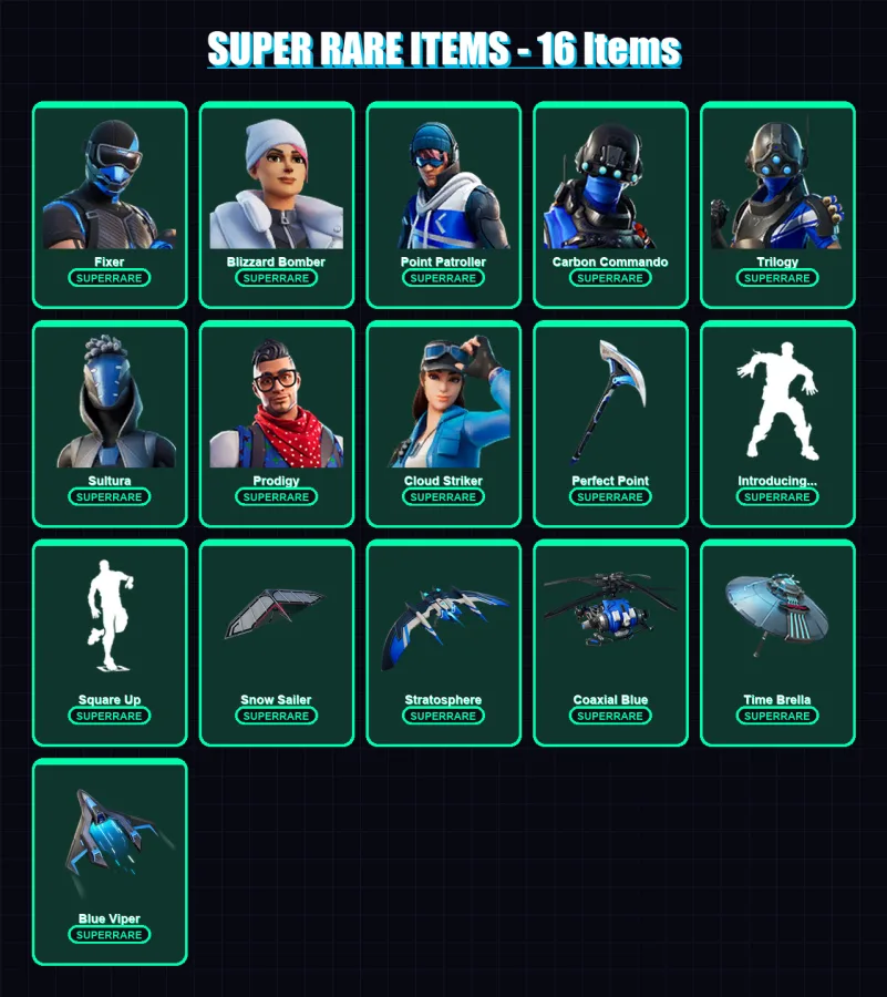 [PC/XBOX] | Fixer | Blizzard Bomber | Point Patroller | Carbon Commando | Trilogy | 17 skin | 36 pickaxe | 23 emote | 26 glider | Lv331