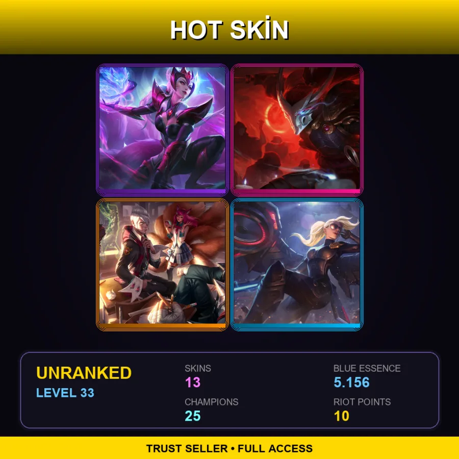 EUNE | Lv33 | Unranked | 13 Skin | 25 Champ — LoL account