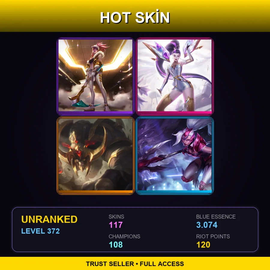 BR | Lv372 | Unranked | 117 Skin | 108 Champ — LoL account