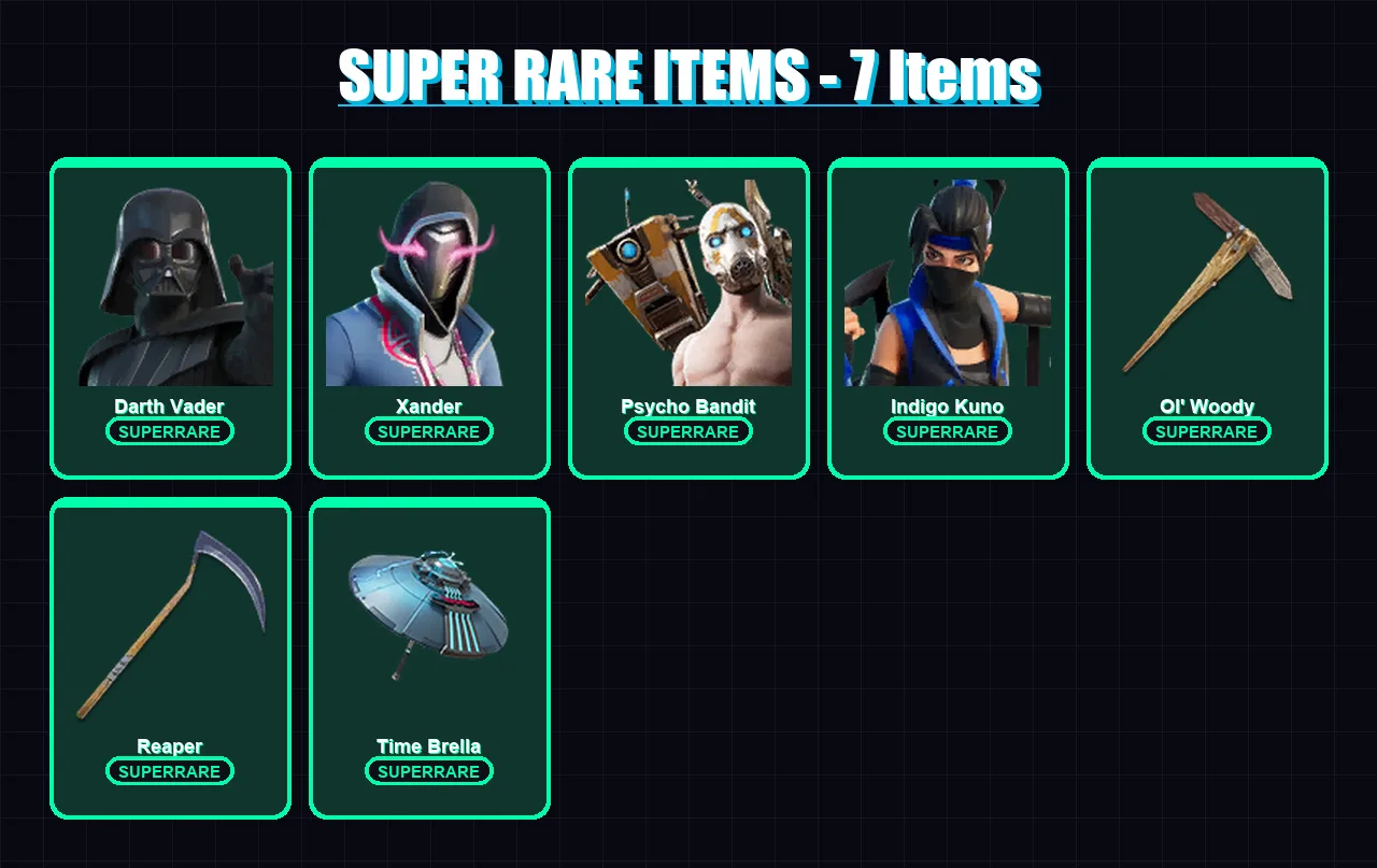[PS4/PS5/XBOX/PC] | Darth Vader | Xander | Psycho Bandit | Indigo Kuno | Nezumi | 384 skin | 446 pickaxe | 400 emote | 247 glider | Lv5538